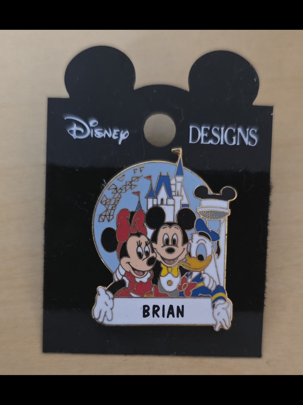 New Walt Disney World Name Pin *Brian* WDW Mickey, Minnie, Donald